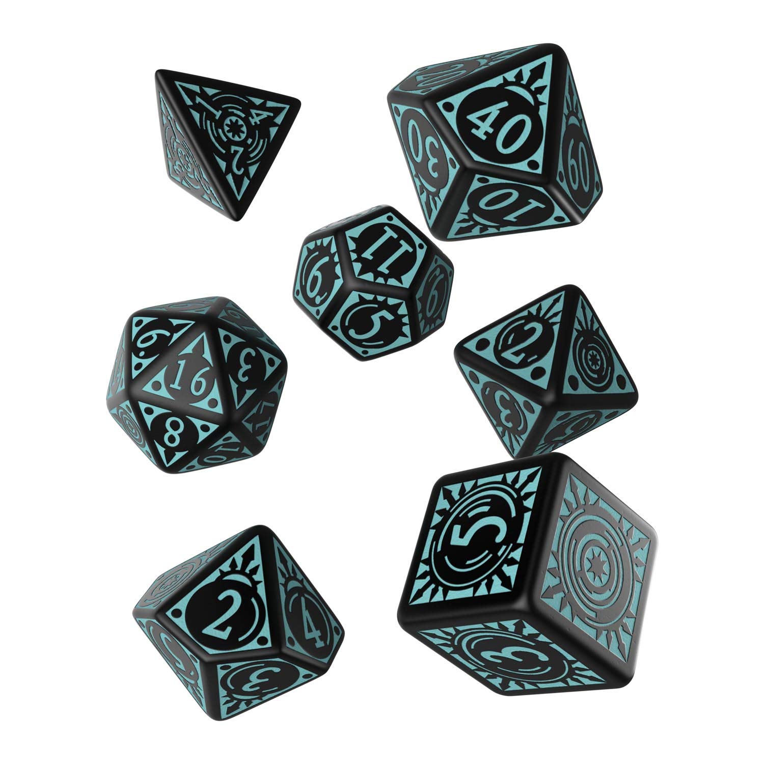 Q WORKSHOP QWOPAT67 Qworkshop 7 Piece Pathfinder Iron Gods Dice Set, Multi-Color