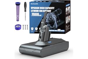 BECLEANLIFE 7000mAh V8 Battery Replacement Compatible with Dyson V8 Animal/V8 Absolute/V8 Fluffy/V8 Motorhead/SV10 Carbon Fiber Vacuum Cleaner Battery with 2 Filters and 3 Screws Included
