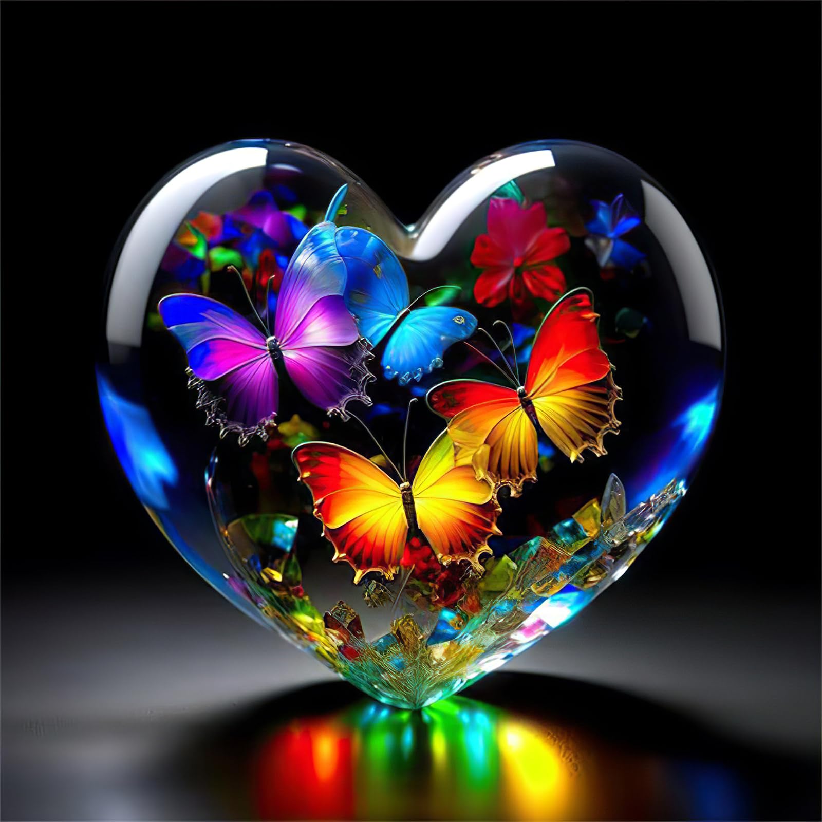 HEIBAGO 5D Diamond Painting Kits for Adults, DIY Butterfly Full Drill Diamond Art Painting Kits, Diamond Dots Kits Hearts Crystal Rhinestone Embroidery Art Pictures for Beginners, Home Wall 30x30cm