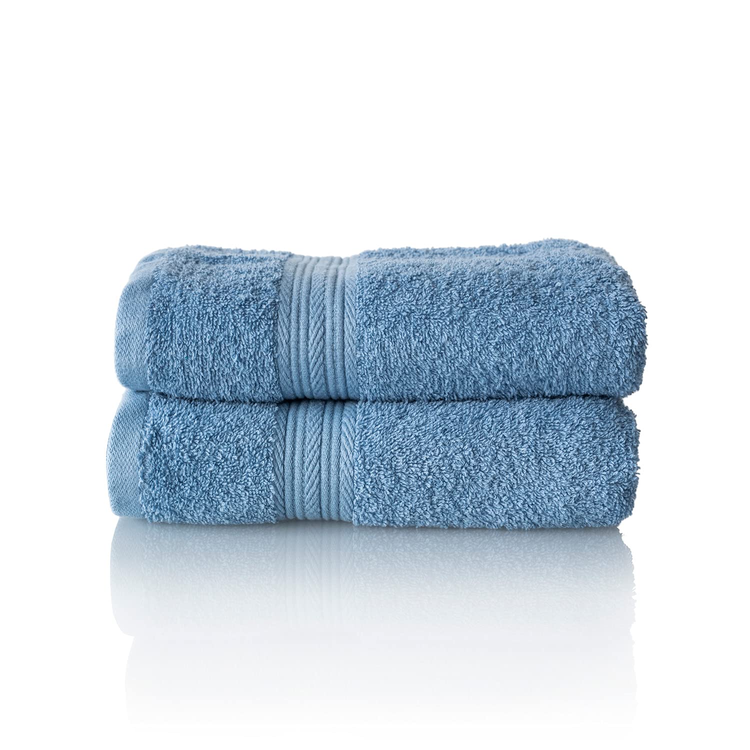 ALCLEAR set of terry hand towels, range of soft and highly absorbent towels, OEKOTEX 100 certified, 5 colours & 5 sizes, colour: JEANS BLUE, 2 x hand towels 50x100 cm