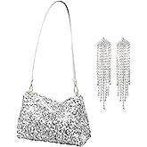 LaVenty Bling Black Sequin Purse Evening Bags for Women Ladies Sparkling Party Prom Cute Hobo Clutch Handbag Bag