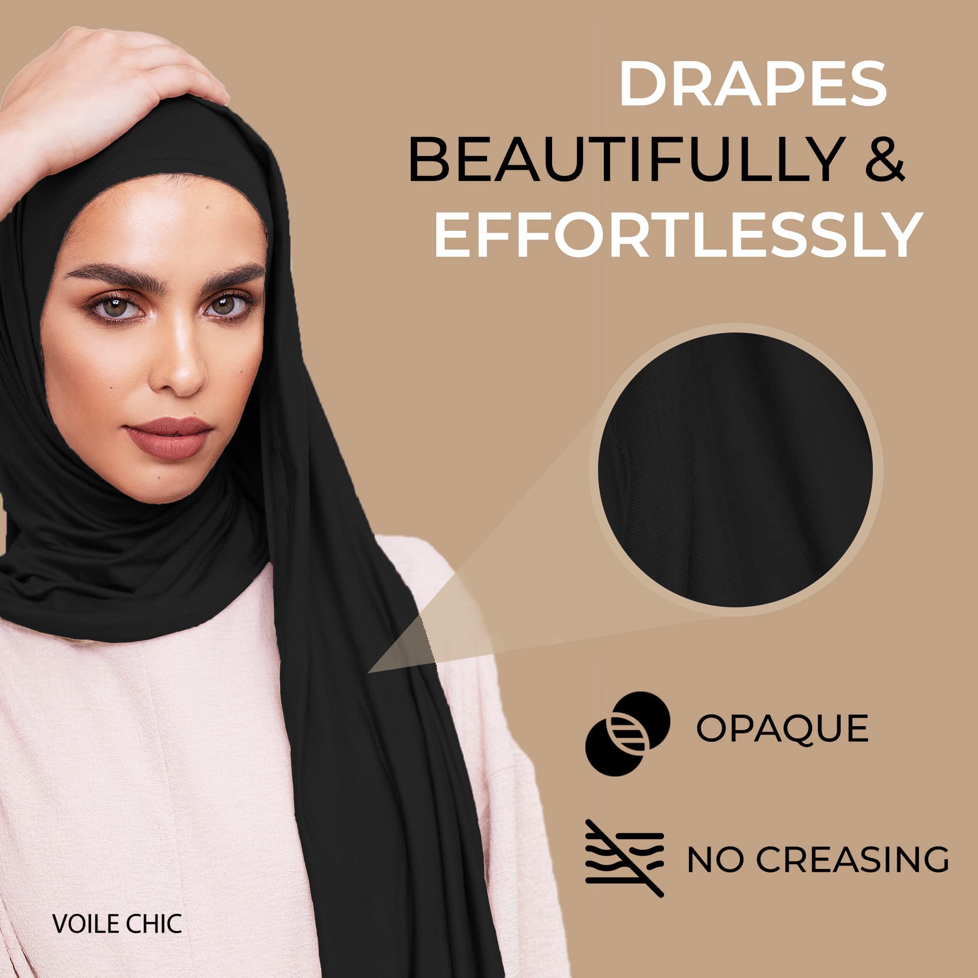 VOILE CHIC Instant Hijab Scarf for Women - Premium Jersey Head Scarf Wrap - Made in Turkey