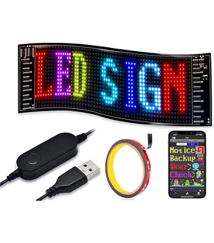 YAYZA! Large Scrolling LED Display For Car Windows – App Control, Custom Text & Animations, USB Powered, Flexible Screen