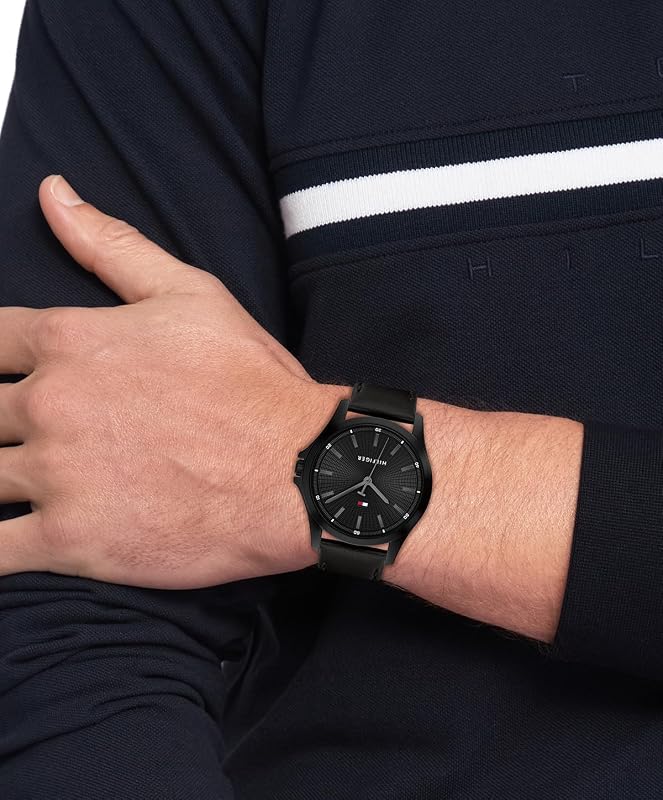 Montre à Mouvement à Quartz Trois Aiguilles pour Homme avec Bracelet en Cuir Noir - 1792190 — photo 4 sur 6