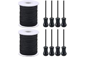 SAYAYA 2 Roll 1.8 mm Braided Lift Shade Cord, Nylon Cord Blind String for Windows Pull Down Roman Shade Cord, 55 Yards/Roll Cord with Pendant for Blind Rollers Repair DIY Beading (Black)