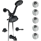 DOUBLUOEG 2 Handle Shower Faucet Set with Tub Spout Shower Faucets Sets Complete Two Handle, Matte Black 2 Handle Tub Shower Faucet Sets