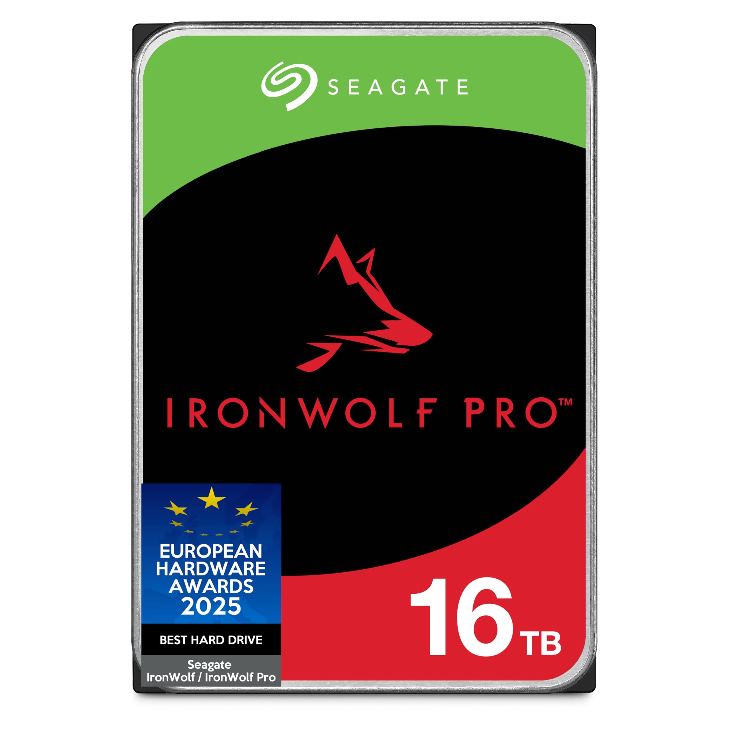 Seagate IronWolf Pro 16TB, NAS interne Festplatte HDD, 3.5 Zoll, 7200 U/Min, CMR, 256 MB Cache, SATA 6 GB/S, inkl. Data Rescue Service (ST16000NTZ01)