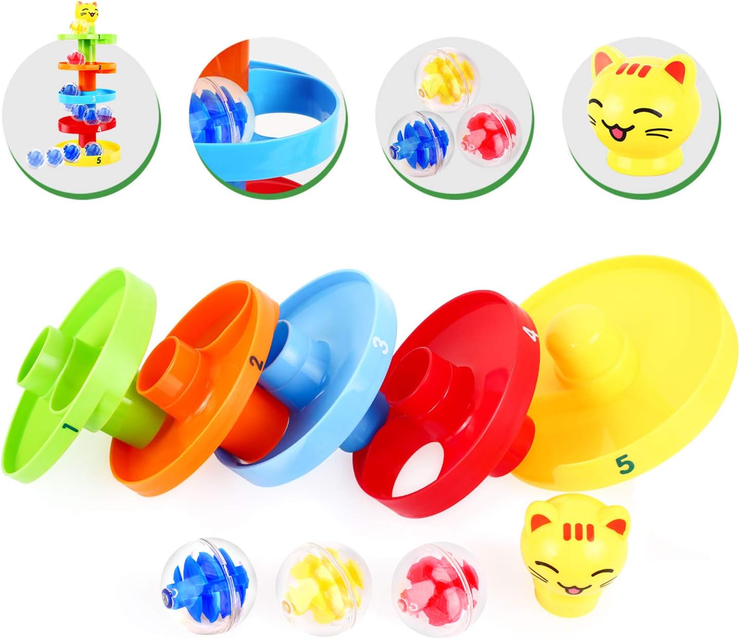 Peradix Jouet Circuit De Billes Pour Bebe Et Jeu De Rampe A Billes Toddlers Balle Educatif Et Puzzle Rolling Ball Jouet Bebe 1 Ans Chat Amazon Fr Jeux Et Jouets