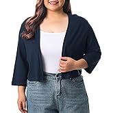 HOdo Women's Plus Size Cardigan Sweater Shrug 3/4 Sleeve Lightweight Open Front Knit 1X-5X