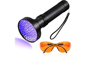 LSKASELUE Air Conditioner Leak Detector, 100 LED UV Flashlight Air Conditioner Leak Detector Tool with Protective Glasses, Re