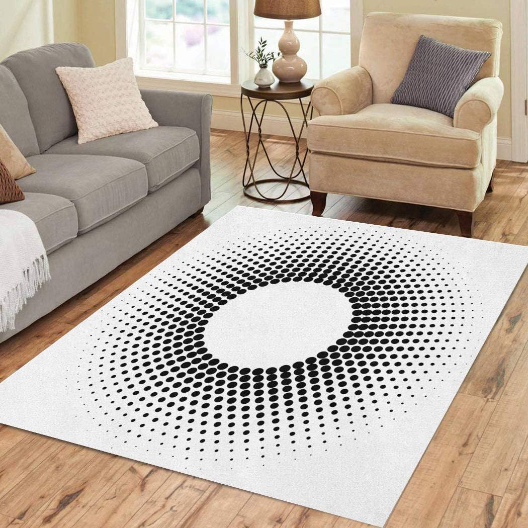 Vooft Circles Dots Area Rugs Black Circle Frame Halftone Dots Soft Flannelette