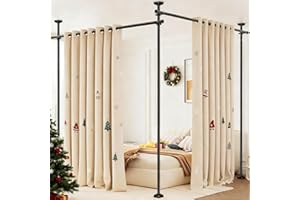 Bonpally Room Divider Curtain Rod, No Drilling Tension Rod for Room Separation, 4-10ft(H) 28-114inch(W) Adjustable Heavy Duty Floor to Ceiling Wall Divider Room Partition Privacy Separator, Black