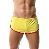 Men's Athletic Short Split Side Booty Short Bottoms for Running Gym Workout with Pouch