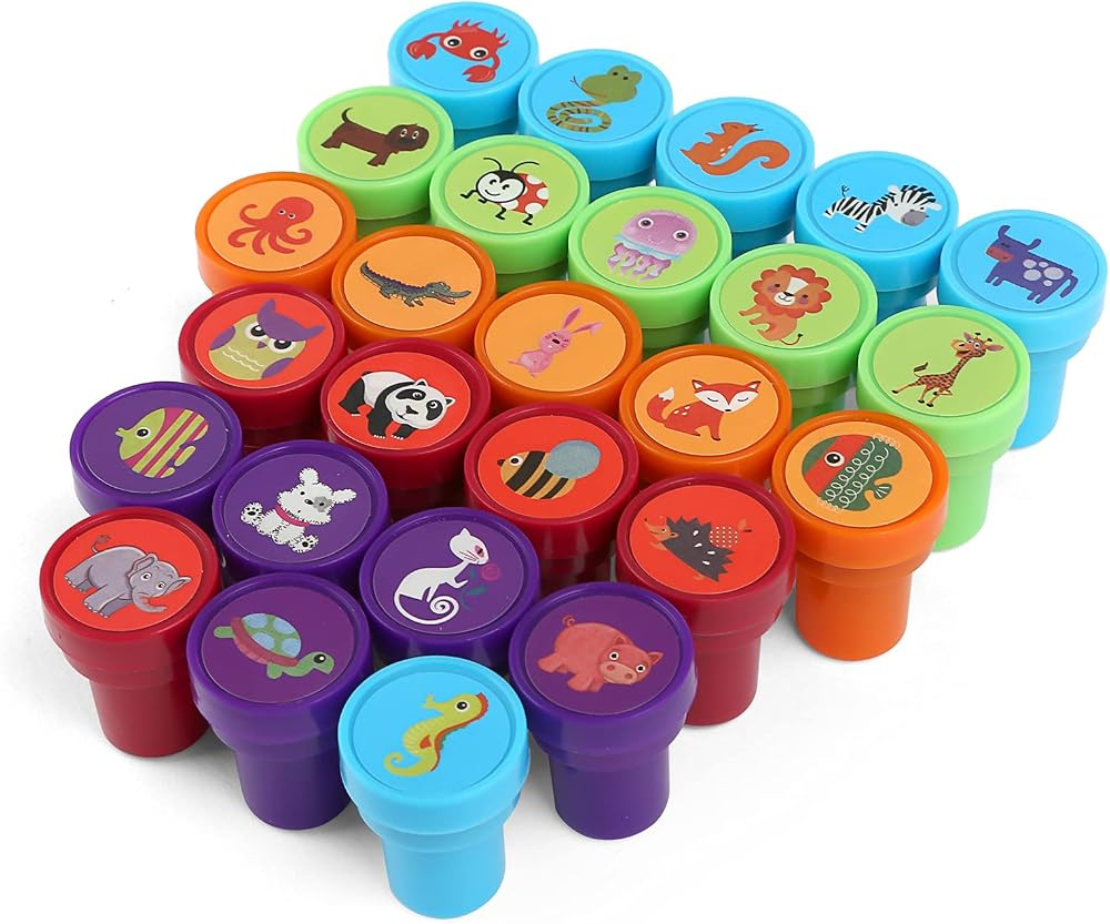 Kesote 26pc Animal Ink Stampers Assorted Kids Party Bag Fillers Loot Prizes