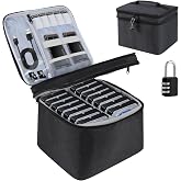 Crisinant Hard Drive Case,14 -Bay Protective Storage Bag for 3.5" HDD | Large Capacity Storage Box with Lock,Portable External Hard Drive Carrying Case,Movable Grid and Shockproof(Bag only)