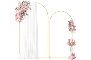 BOLITMUS Metal Arch Backdrop Stand, 7.2FT+6FT Wedding Arch Backdrop Stand, Set of 2 Gold Backdrop Arch Stand, Wedding Arch Frame for Wedding Ceremony Birthday Party Baby Shower Graduation Ceremony Decoration
