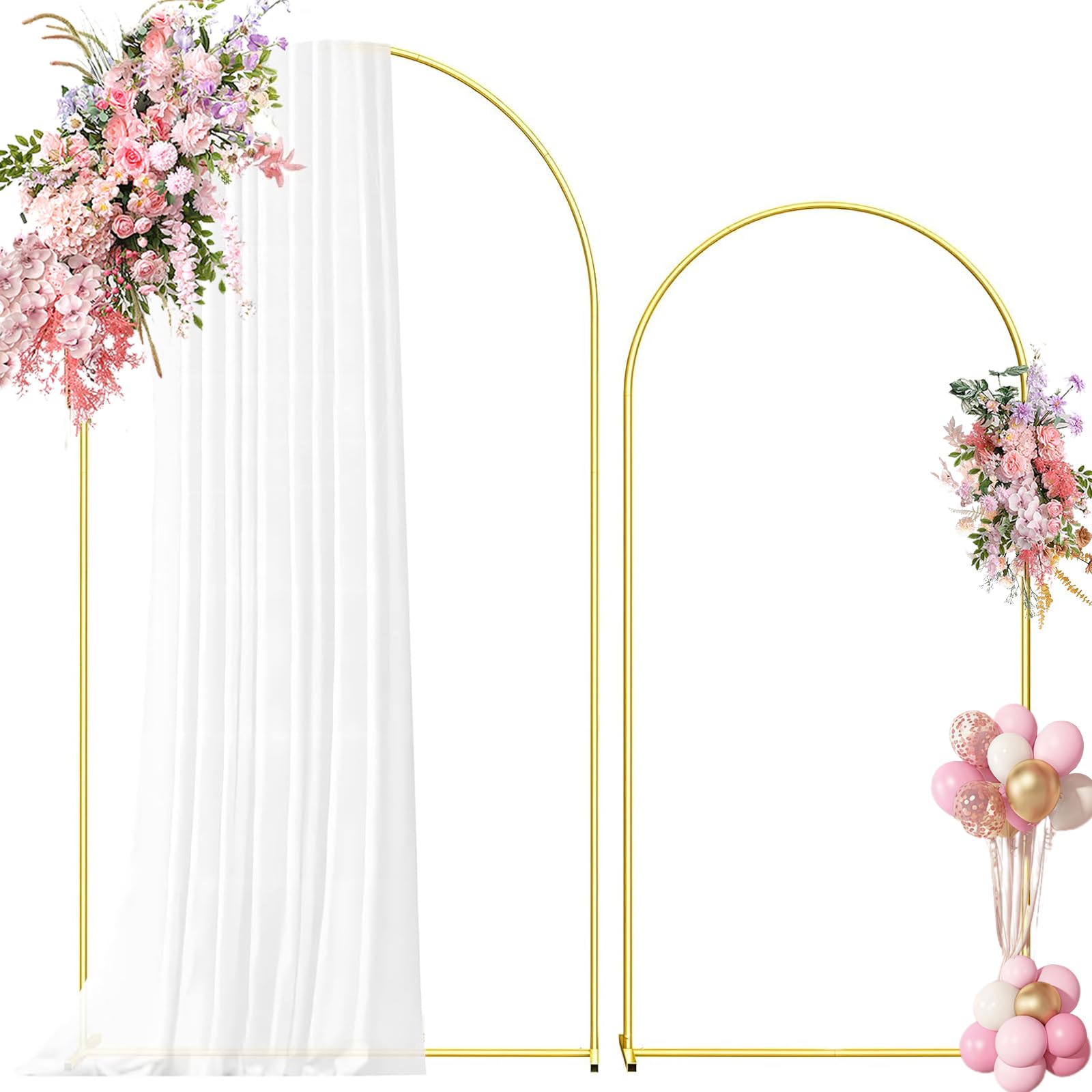 Photo 1 of Metal Arch Backdrop Stand, 7.2FT+6FT Wedding Arch Backdrop Stand, Set of 2 Gold Backdrop Arch Stand, Wedding Arch Frame for Wedding Ceremony Birthday Party Baby Shower Graduation Ceremony Decoration