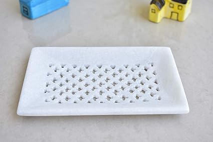 Kunhar Natural Marble Soap Dish for Bathroom/Marble Soap Dish for Bath Tub/Marble Soap Dish for Wash Basin Beautifully Crafted Bathroom Accessory