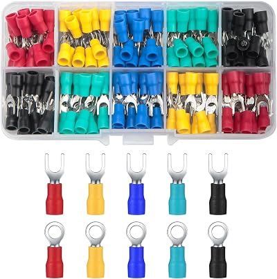 QOOSIKICC 200 Pcs Electrical Insulated Wire Connectors Kit Red Blue Yellow