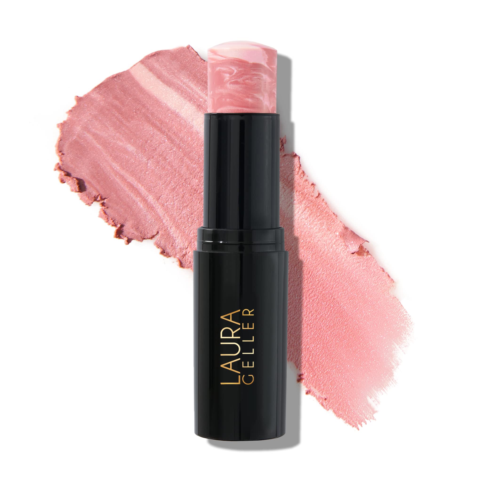 LAURA GELLER NEW YORK Italian Marble Make Up Blush Stick (Pink Fiore) Marbleised Finish Cream Blush For Cheeks, Stick Blush For A Radiant & Natural Look, Illuminates Skin, Easy To Apply Blusher
