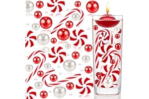 VOIIAKE 6107PCS Christmas Vase Filler Floating Pearls for Vases, Christmas Vase Fillers Beads Floating Pearls & Candy Water Gel Beads for Christmas Home Table Party Decor