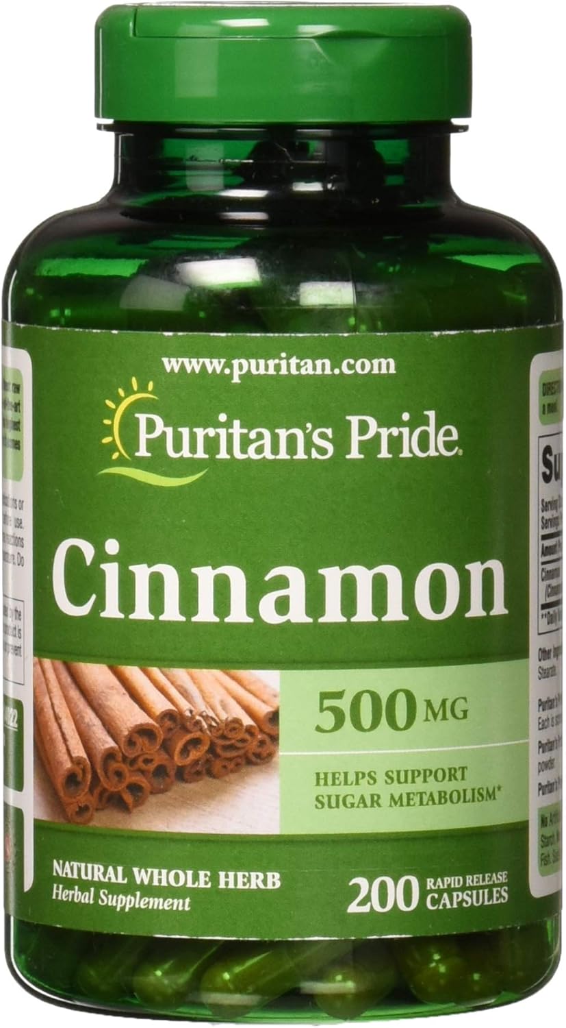 Puritans Pride Cinnamon 500 mg Capsules, 200 Count: Health & Personal Care