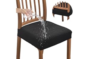 FUANGUI Dining Chair Covers Set of 4, Waterproof Stretch Jacquard Removable and Washable Chair Covers, Protector Chair Cushion Kitchen Dining Home Slipcovers(4 Pack)