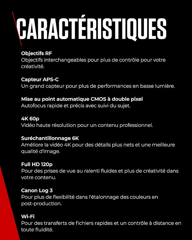 EOS R50 V - Appareil pour Le Vlog (Vendu sans l'objectif) Compatible avec l'Objectif Canon RF | Matériel pour Créateurs de Contenu | Vlog et Voyage | Connexion Bluetooth