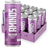 Cutler Nutrition Amino5 BCAA Hydration Drink, Sparkling Grape, 12 Pack | 5g BCAAs, electrolytes, coconut water, zero sugar, caffeine free sports drink for hydration and muscle recovery.
