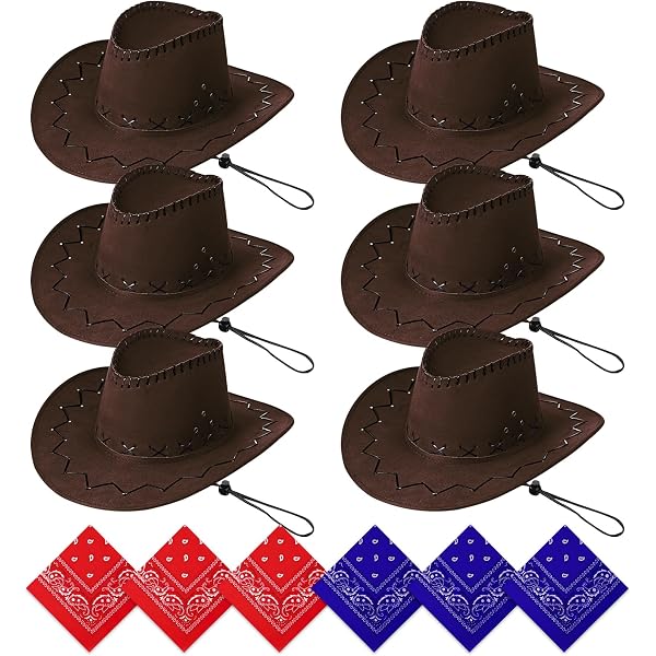 SATINIOR 12 Set Straw Cowboy Hats & Bandanas - Cowboy Party  display picture 3