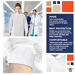EZGOODZ White Disposable Lab Coats for