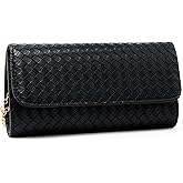 MUDUO Women's Woven Evening Bag Casual Leather Shoulder Handbag Fashion Crossbody Clutch Purse