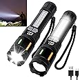 Peascat Flashlights High Lumens Rechargeable 2 Packs, 990,000 Lumens LED Battery Powered Powerful Handheld Flashlight with 5 Modes, Cob Side Light, USB C, Zoomable, Waterproof for Outdoor Emergencies