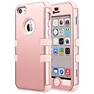 iPhone 5C Case, 5C Cases for girls, ULAK Shockproof Soft Silicone Hard Plastic Hybrid Heavy Duty Full Protection Kidproof High Impact Case Cover for Apple iPhone 5C-Rose Gold