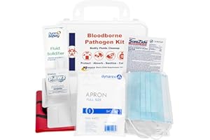 MFASCO Blood Borne Pathogens Clean Up Kit - Wall-Mountable or Portable - OSHA Compliant - Disposable Protection Gear - Bleach-Free Solidifier - Easy Cleanup - Compact Design - Refillable - 9 Pcs