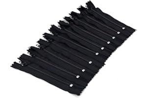 YZSFIRM YZSIFRM Bulk Nylon Zippers for Sewing: 10 Pcs/80 Pcs Purses Zipper - Assorted Colors Zipper for Crafts (02 Black, 12 inch/30.48cm)