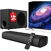 vibeadio Upgraded Sound Bar for TV with 5.9inch Big Powerful 110W Subwoofer, Deep Bass, Bluetooth 5.4, ARC/Optical/AUX/Bluetooth Connect, Surround Sound System for PC/Gaming/Projectors/Gift