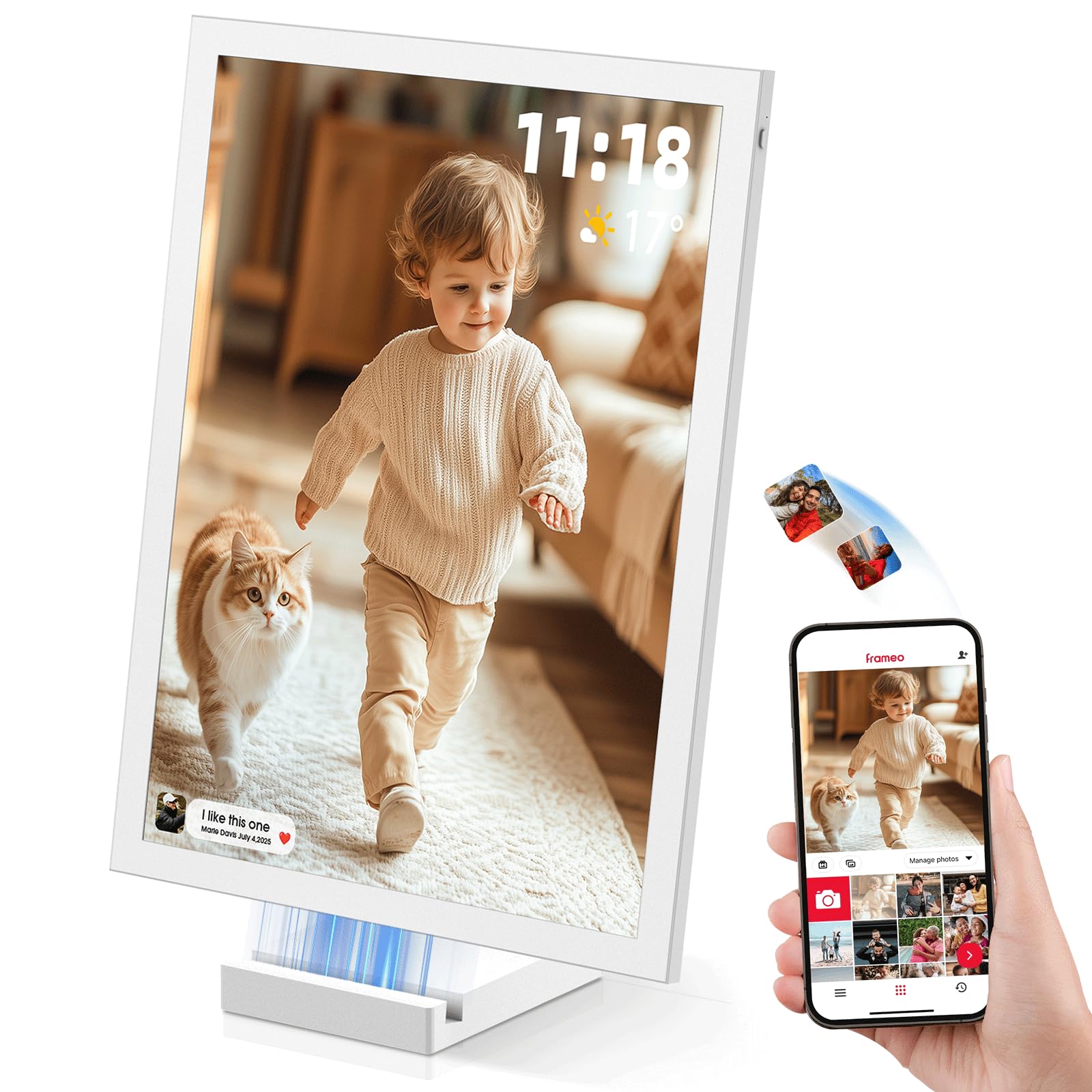 Photo 1 of NGTeco Digital Picture Frame 64GB, 10.1" HD Touch Screen Digital Photo Frame, 5000mAh Cordless Battery & Magnetic Wireless Charging, Photo/Video Sharing via Frameo App