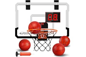 YIFUHH Indoor Mini Basketball Hoop for Kids and Adults - Over The Door Basketball Hoop with Balls, Mini Hoop for Door Wall Office Bedroom, Basketball Toys for Boys Girls Teens