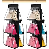 Geboor Hanging Handbag Organizer Dust-Proof Storage Holder Bag Wardrobe Closet for Purse Clutch with 6 Larger Pockets (2, 6 bags)