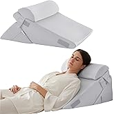 Bedluxe 3Pcs Orthopedic Bed Wedge Pillow Set, Foam Wedge Pillow Post Surgery for Back, Leg and Knee Support, Adjustable 9&12 Inch Folding Triangle Pillow for Sleeping, Acid Reflux, Snoring, Light Grey
