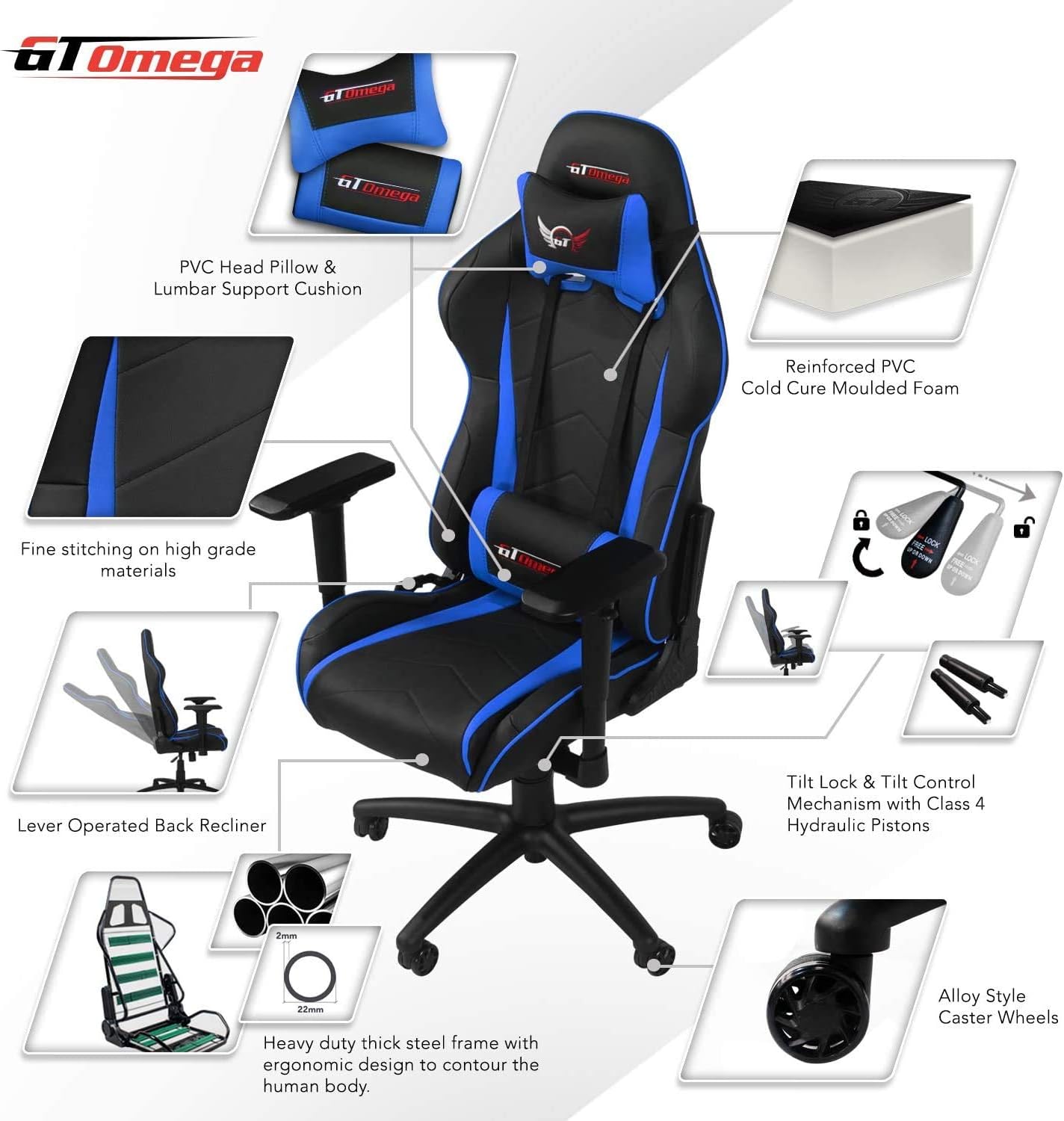 Gt Omega Pro Racing Gaming Stoel Met Lendensteun Ergonomische Pvc Lederen Bureaustoel Met 4d Verstelbare Armleuning En Inclinatie Sportstoel Voor De Ultimate Gaming Experience Amazon Nl