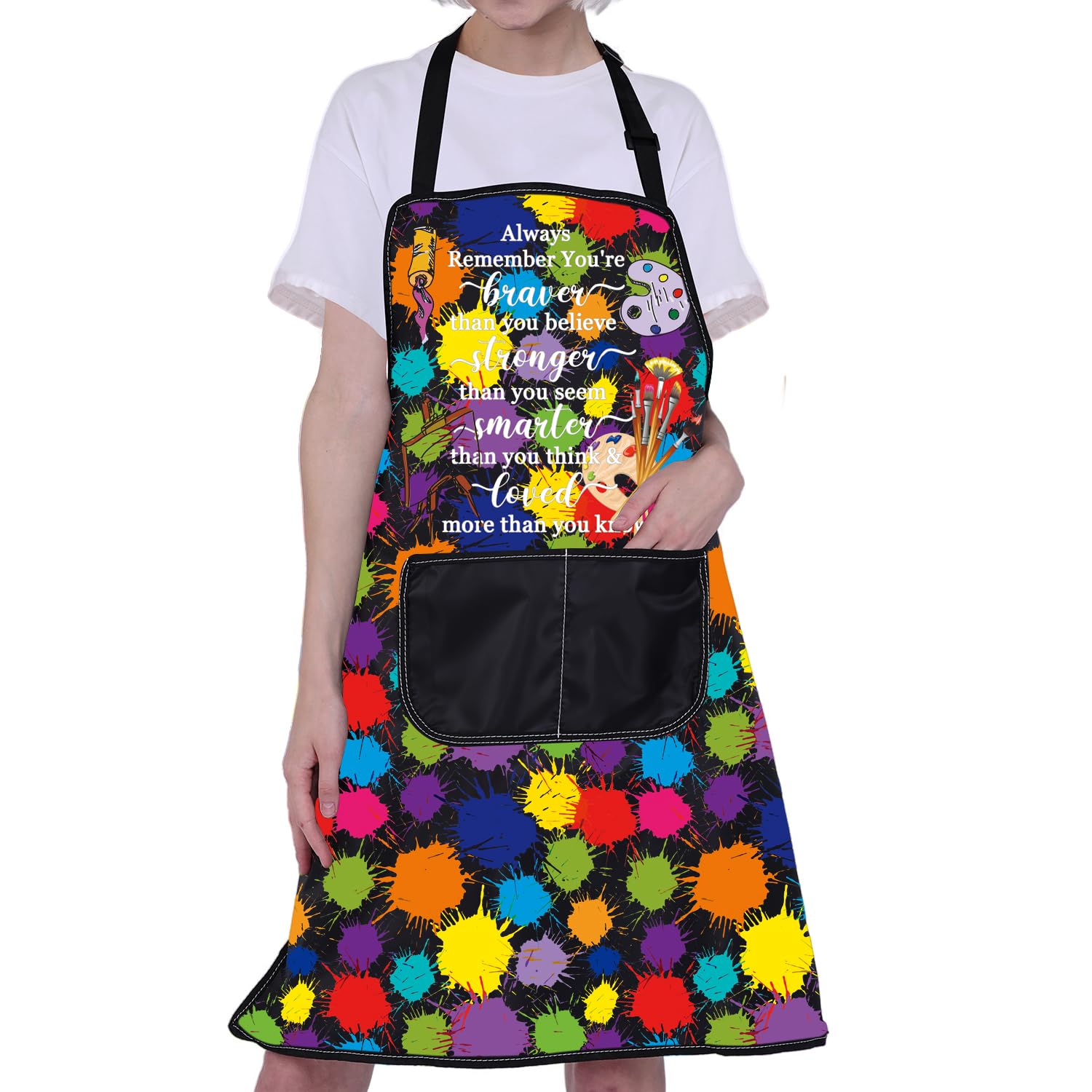 BNQL Painting Apron with Pockets - Artist Painter Gifts Art Lover Gift for Art Teacher Apron