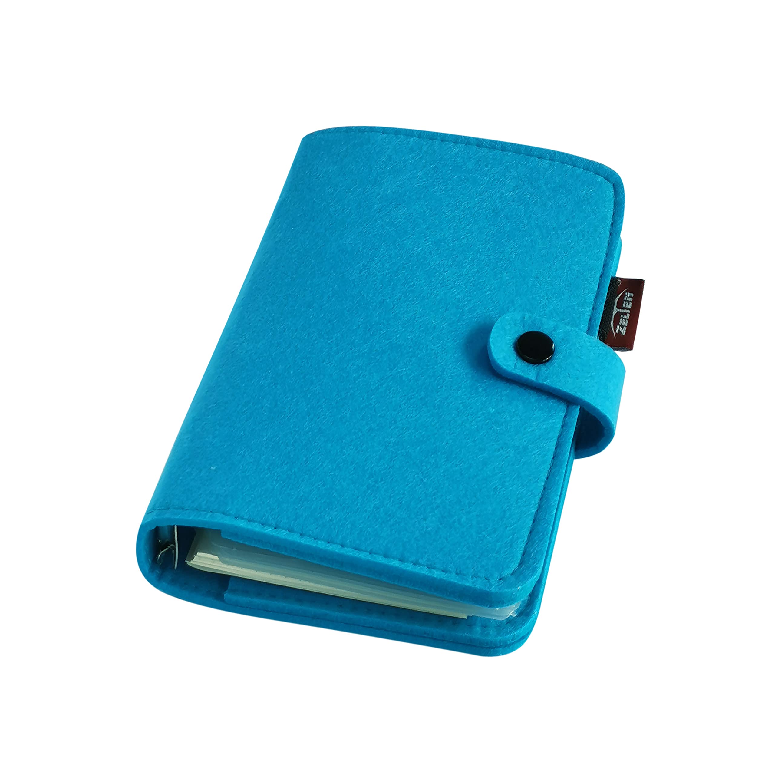 A6/ A5 6-Holes Felt Cover Round Ring View Binder File Folder for Loose Leaf Sheet Protectors/D Ring Binder Cover Protector (Mailbu Blue, A6 Combo)