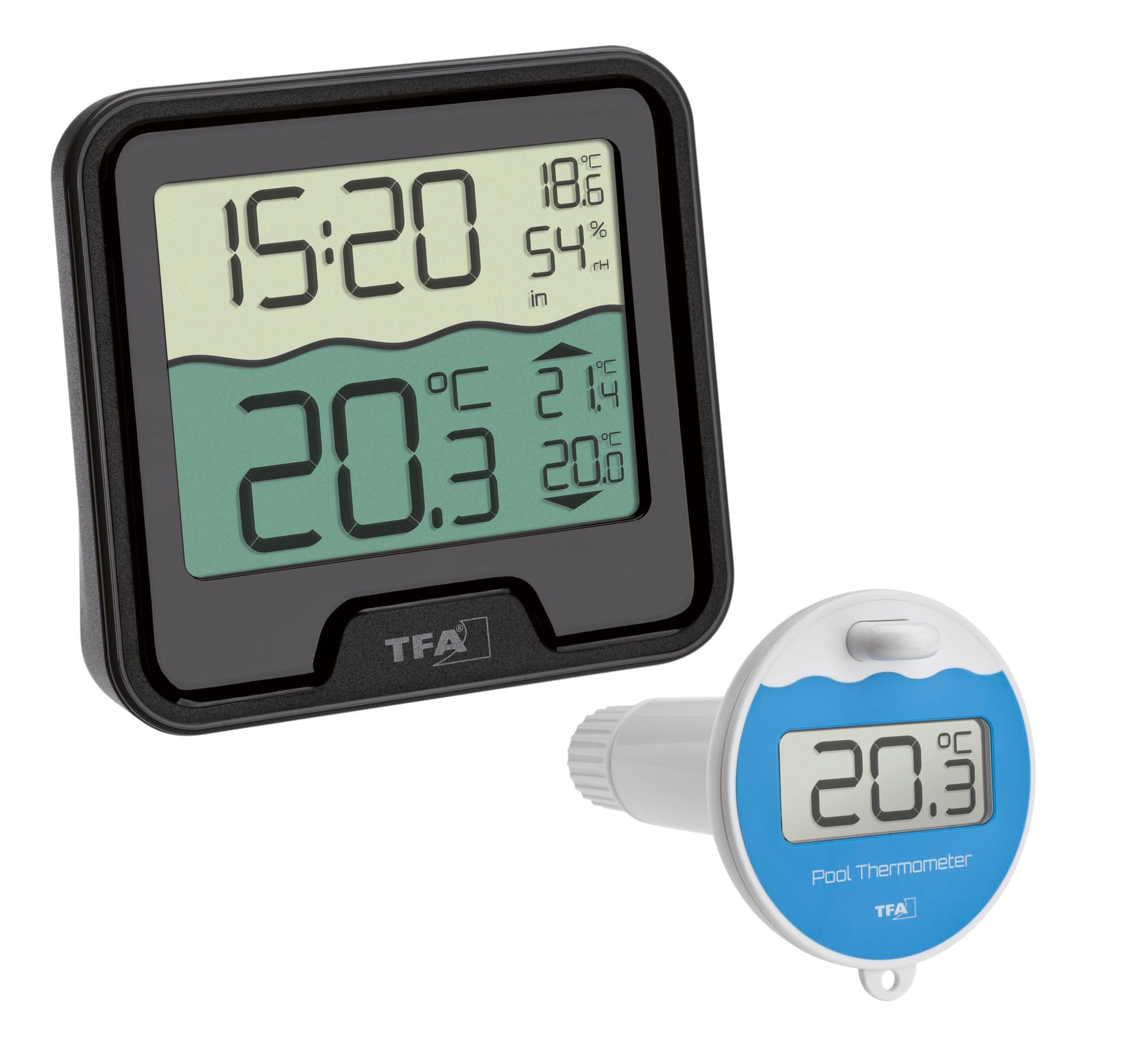 TFA Dostmann Marbella wireless pool thermometer, 30.3066.01, floating, digital, water temperature, black
