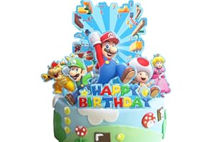 POEWODGS Party Decorations for Marrriio Cake Topper Set Birthday Party Supplies Decor, 7 counts
