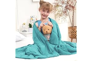BETU Teal Weighted Blanket Kids 10lbs, 40"x60", Twin Size Cooling Heavy Throw Blanket for 80-120lbs, Microfiber Soft Thick Big Blankets Weighted Comforter Gift for Sleeping