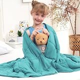 Teal Weighted Blanket Kids 10lbs, 40"x60", Twin Size Cooling Heavy Throw Blanket for 80-120lbs, Microfiber Soft Thick Big Blankets Weighted Comforter Gift for Sleeping