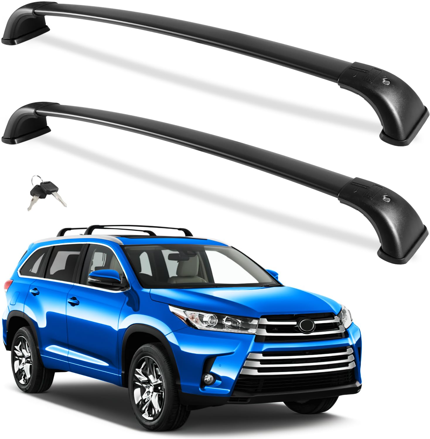 Photo 1 of Wonderdriver Lockable Roof Rack Cross Bars 220lb Compatible with 2014-2019 Toyota Highlander XLE Limited & SE & LE Plus & LE with Anti-Theft Metal Heavy Duty Crossbars Black Rooftop Luggage Carrier