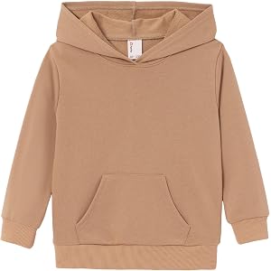 PATPAT Toddler Boy Long Sleeve Hoodie with Kangaroo Pocket Fall Clothes 1-6 | Lightweight Textured Tops, Basic Solid Hoodie,